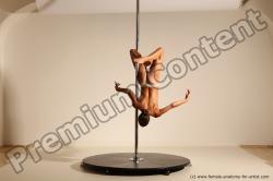 Nude Gymnastic poses Woman White Slim long brown Dancing Dynamic poses Pinup